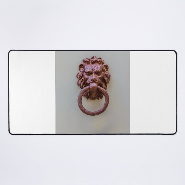 Item preview, Antique Lion Head Door Knocker on Painted Door With Weathered Metal Ring and Classic Hardware designed and sold by Nmallia.