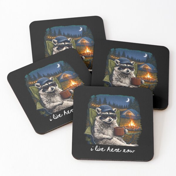 Item preview, I Live Here Now Raccoon Camping designed and sold by DaiTa250.