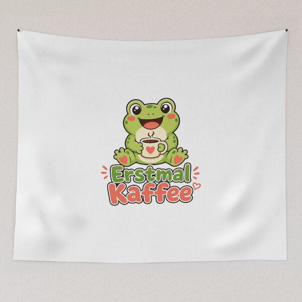 Item preview, First, coffee, frog, kawaii saying designed and sold by BoosterShop.