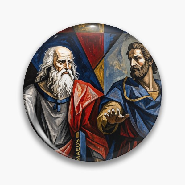 Item preview, Plato and Aristotle in Geometric Renaissance Style | Classical Philosophy Art Print designed and sold by MythicPattern.