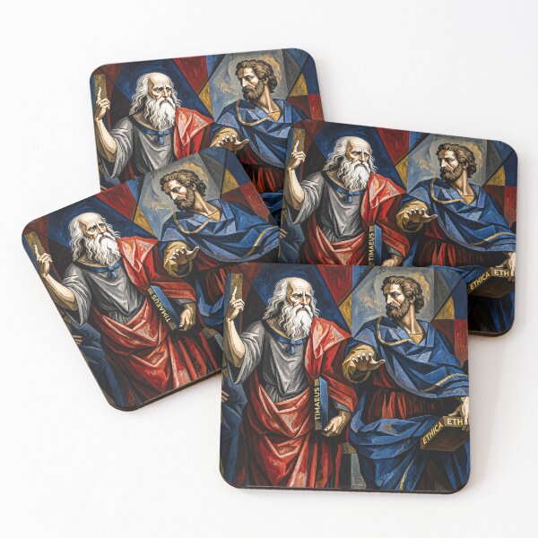 Item preview, Plato and Aristotle in Geometric Renaissance Style | Classical Philosophy Art Print designed and sold by MythicPattern.