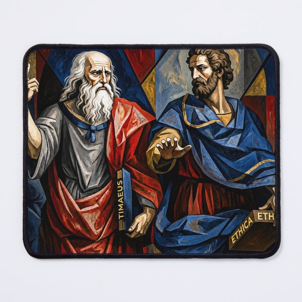 Item preview, Plato and Aristotle in Geometric Renaissance Style | Classical Philosophy Art Print designed and sold by MythicPattern.