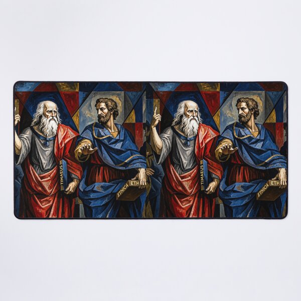 Item preview, Plato and Aristotle in Geometric Renaissance Style | Classical Philosophy Art Print designed and sold by MythicPattern.