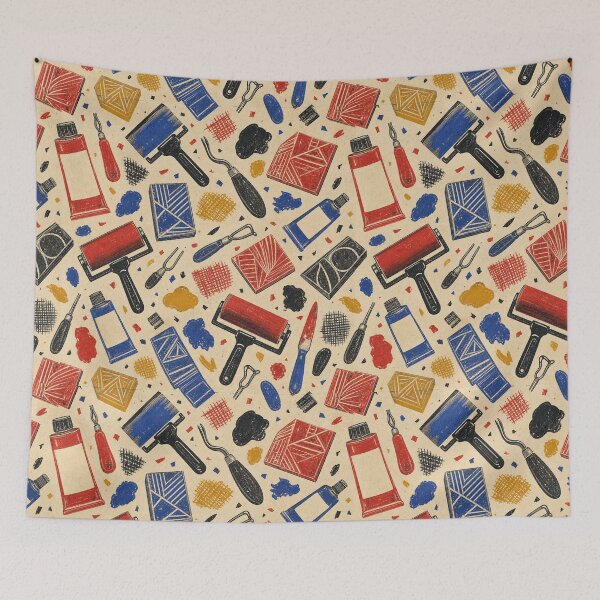 Item preview, Printmaking Workbench Linocut Pattern designed and sold by VerdantStudio.