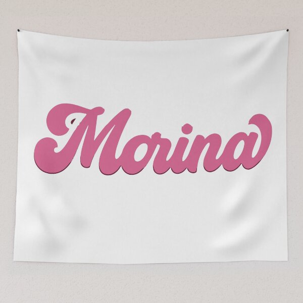 Item preview, Marina Pink Script Name Logo with White Outline on dark pink Background designed and sold by sportupstore.