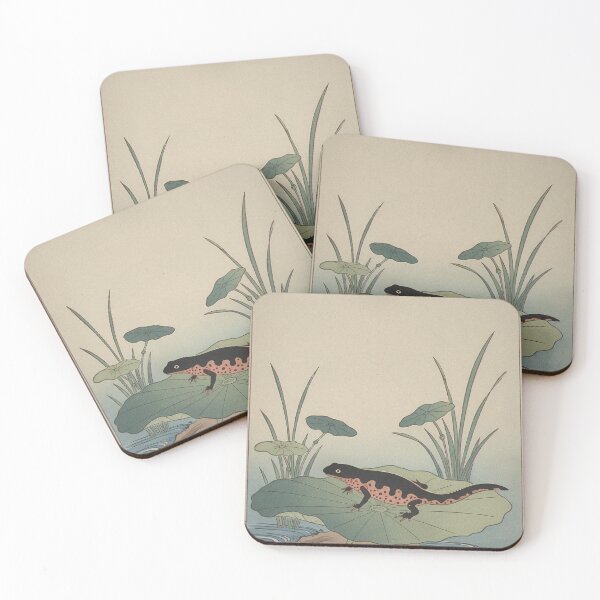 Item preview, Fire-bellied Newt & Lotus Pond - Japanese Ukiyo-e Woodblock Style Art designed and sold by Ukiyo Creatures.