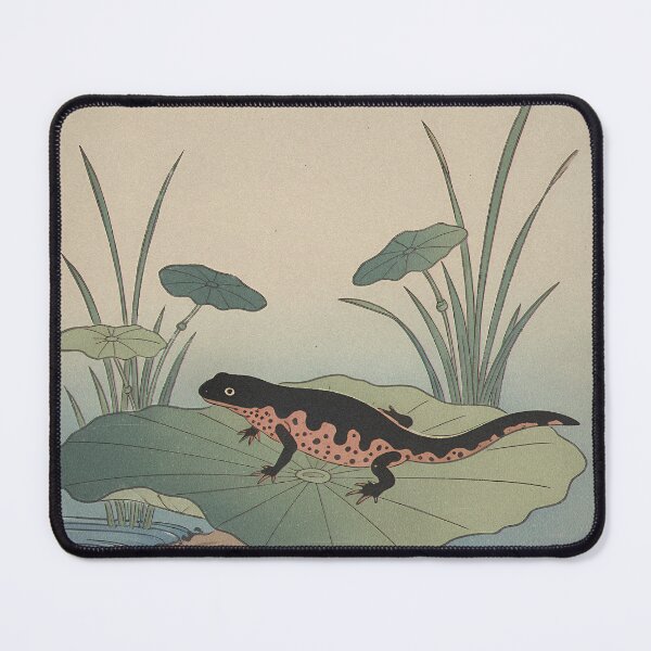 Item preview, Fire-bellied Newt & Lotus Pond - Japanese Ukiyo-e Woodblock Style Art designed and sold by Ukiyo Creatures.