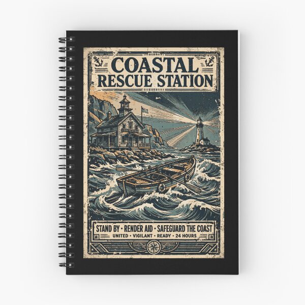 Item preview, Coast Guard Station Vintage Coastal Poster | Maritime Rescue Heritage Design designed and sold by Coasties.