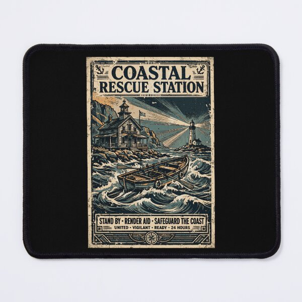Item preview, Coast Guard Station Vintage Coastal Poster | Maritime Rescue Heritage Design designed and sold by Coasties.