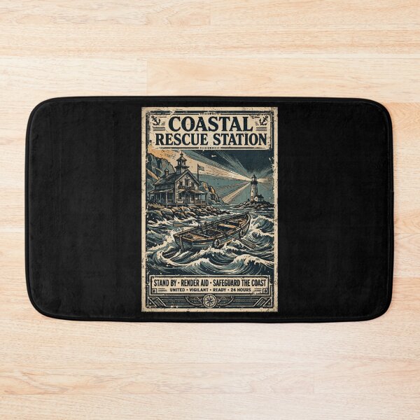 Item preview, Coast Guard Station Vintage Coastal Poster | Maritime Rescue Heritage Design designed and sold by Coasties.