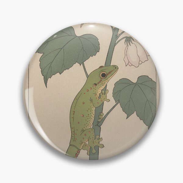 Item preview, Giant Day Gecko & Rose Mallow - Japanese Ukiyo-e Woodblock Style Art designed and sold by Ukiyo Creatures.