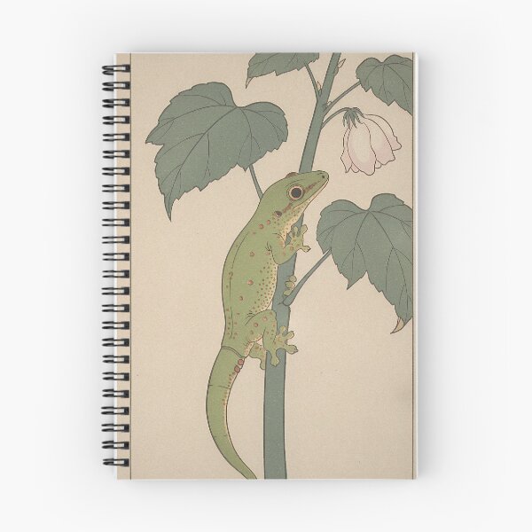 Item preview, Giant Day Gecko & Rose Mallow - Japanese Ukiyo-e Woodblock Style Art designed and sold by Ukiyo Creatures.