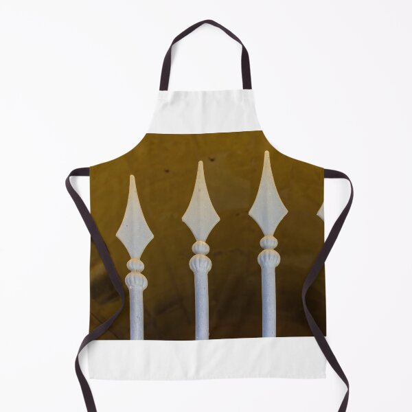 Item preview, Decorative Wrought Iron Fence Spikes Close-Up With Vintage Painted Metal Railing and Architectural Detail designed and sold by Nmallia.
