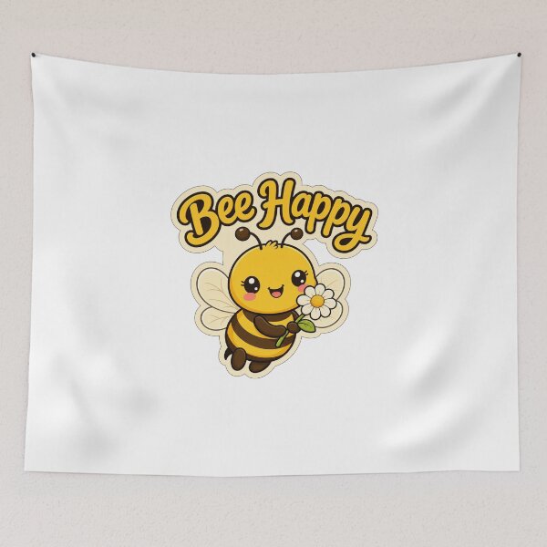 Item preview, Cute Bee Happy Kawaii Saying designed and sold by BoosterShop.