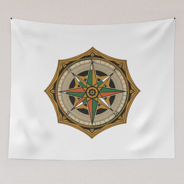Item preview, Retro Geometric Compass Emblem - Vintage Nautical Line Art designed and sold by Dzblack.