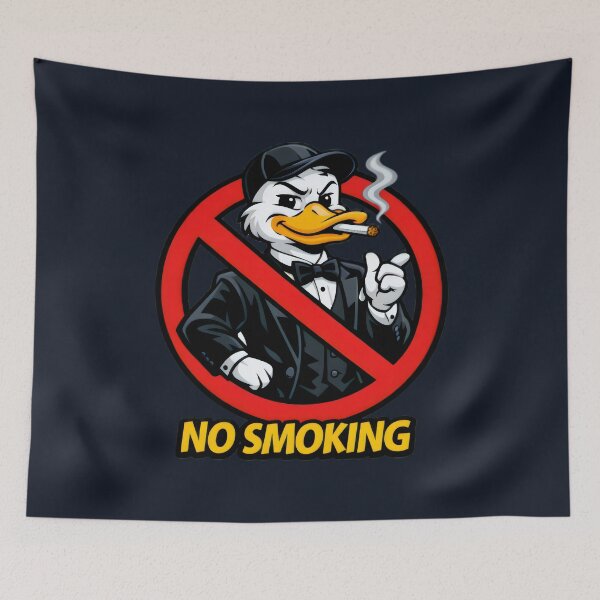Item preview, No Smoking Duck Sticker – Funny Tuxedo Duck Cartoon Vector, Dapper Mallard Gentleman, Classy Smoking Forbidden Sign, Cool Garage Wall Art designed and sold by SmartPuns.