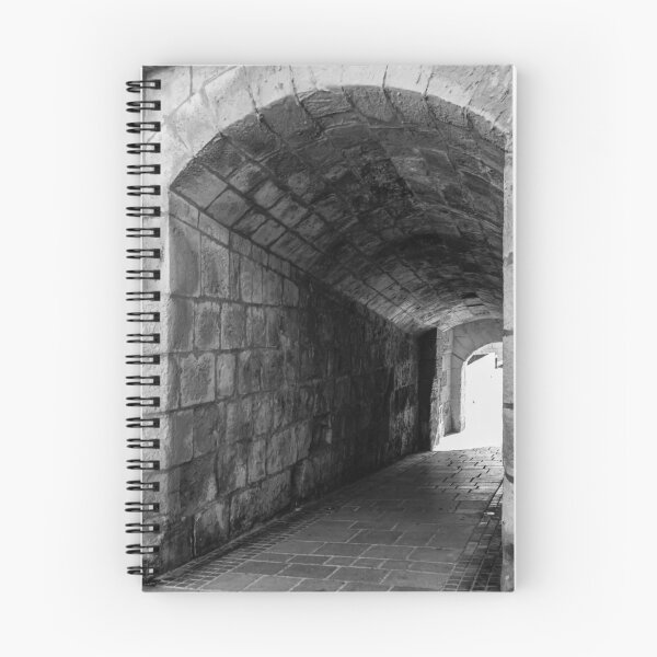 Item preview, Stone Arch Tunnel Passageway in Historic Medieval Corridor, Black And White Architectural Interior designed and sold by Nmallia.