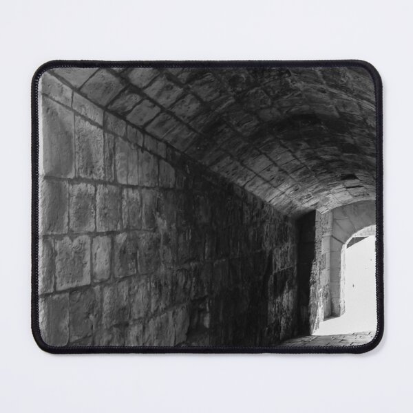 Item preview, Stone Arch Tunnel Passageway in Historic Medieval Corridor, Black And White Architectural Interior designed and sold by Nmallia.