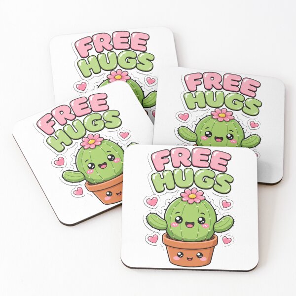 Item preview, Free Hugs Cute Kawaii Cactus Saying designed and sold by BoosterShop.