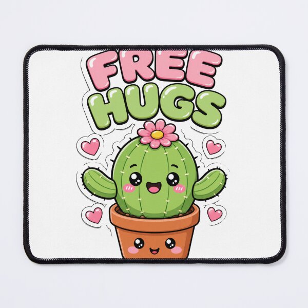 Item preview, Free Hugs Cute Kawaii Cactus Saying designed and sold by BoosterShop.