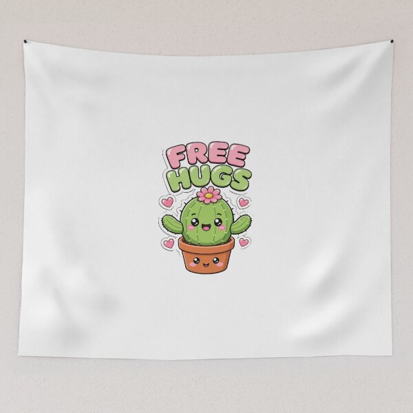 Item preview, Free Hugs Cute Kawaii Cactus Saying designed and sold by BoosterShop.