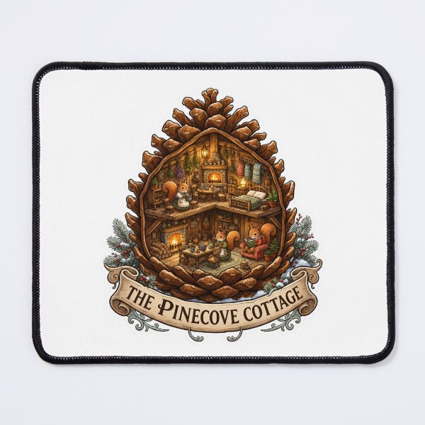 Item preview, The Pinecone Cottage | Cozy Squirrel Home | Woodland Cottage | Cottagecore | Winter Forest | Whimsical Nature Art designed and sold by MrDev.