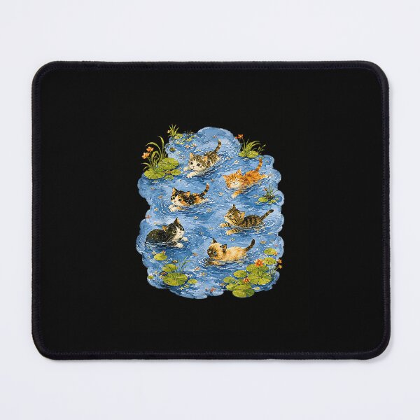 Item preview, Whimsical Watercolor Swimming Kittens in the Lily Pond designed and sold by NinigFox.