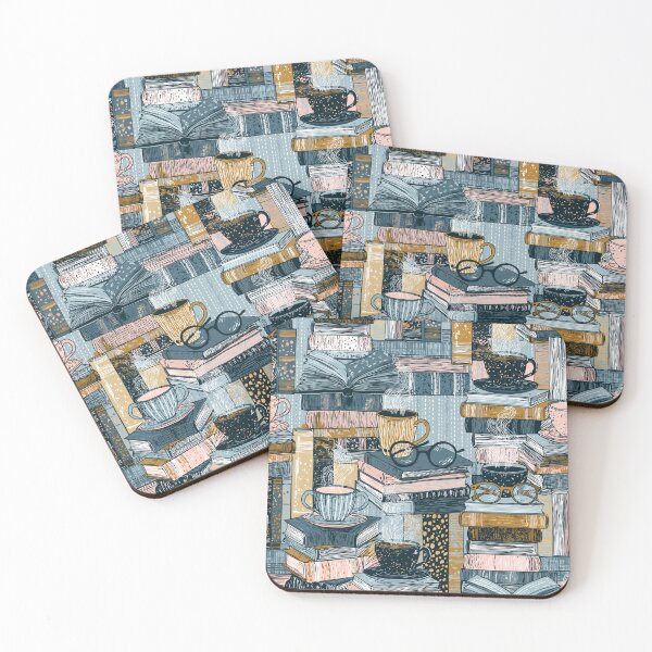 Item preview, Cozy Bookworm Reading Pattern Vintage Books and Coffee Illustration designed and sold by VectorForge.