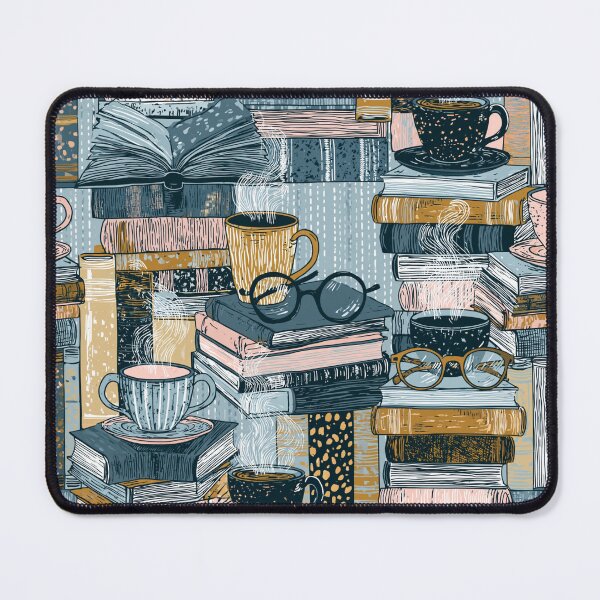 Item preview, Cozy Bookworm Reading Pattern Vintage Books and Coffee Illustration designed and sold by VectorForge.