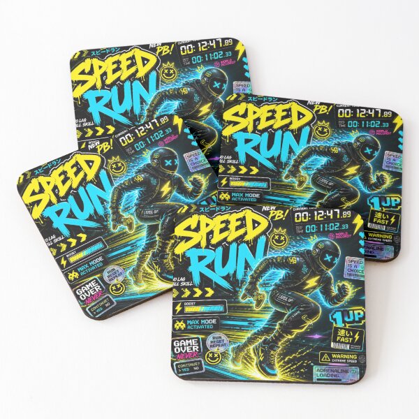 Item preview, SPEED RUN Gaming Sticker | Neon Arcade Gamer Graphic | Cyber Esports Vinyl Sticker designed and sold by Stylestickers55.
