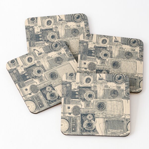 Item preview, Vintage Retro Cameras and Radios Blueprint Pattern Photography Geek designed and sold by VectorForge.