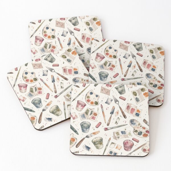 Item preview, Painter's Desktop Watercolor Pattern designed and sold by VerdantStudio.