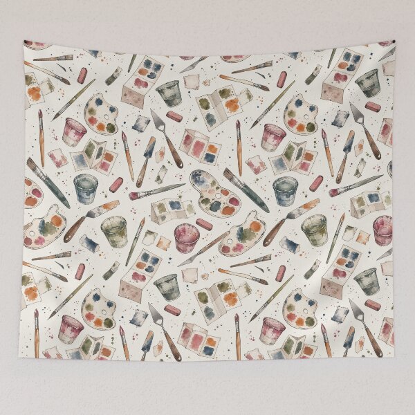Item preview, Painter's Desktop Watercolor Pattern designed and sold by VerdantStudio.