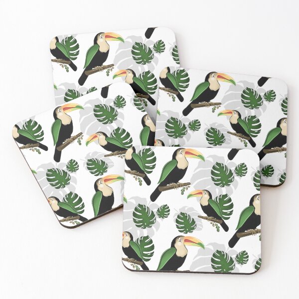 Item preview, Tropical Toucan Pattern - Botanical Monstera Leaves designed and sold by Fiorart Studio .