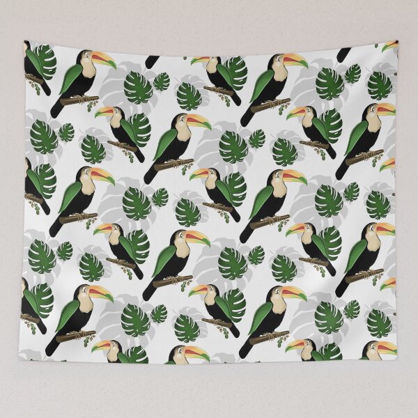 Item preview, Tropical Toucan Pattern - Botanical Monstera Leaves designed and sold by Fiorart Studio .