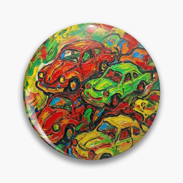 Item preview, Vibrant Old Cars Painting Inspired by CoBrA Expressionist Movement designed and sold by OddlySticky.