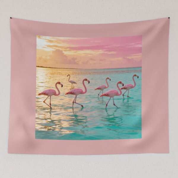 Item preview, Pink Flamingo Sunset Ocean Artwork  designed and sold by NivyasArtistry.