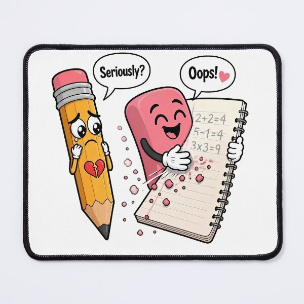 Item preview, Hopelessly in Love – Pencil Heartbroken Over an Eraser | Funny Unrequited Love Cartoon designed and sold by StakkaFu.