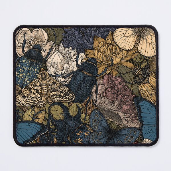 Item preview, Vintage Entomology Insects Butterflies and Crystals Dark Academia Pattern designed and sold by VectorForge.