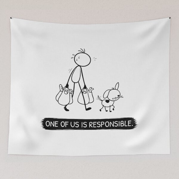 Item preview, Funny Dog Owner T-Shirt | One Of Us Is Responsible | Dog Walking Shirt | Minimalist Dog Lover Gift designed and sold by Pebl-Co.