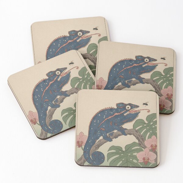 Item preview, Panther Chameleon & Orchid - Japanese Ukiyo-e Woodblock Style Art designed and sold by Ukiyo Creatures.