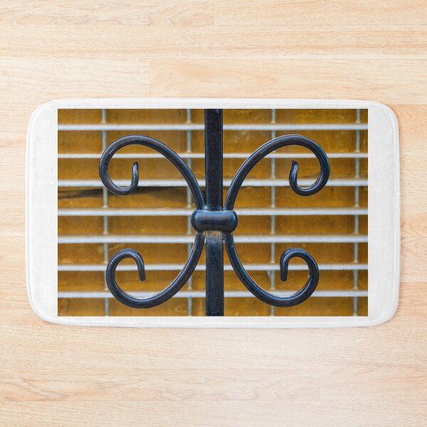 Item preview, Ornamental Wrought Iron Gate Scrollwork Detail With Brick Background and Metal Shutter Texture designed and sold by Nmallia.
