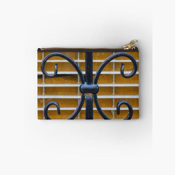 Item preview, Ornamental Wrought Iron Gate Scrollwork Detail With Brick Background and Metal Shutter Texture designed and sold by Nmallia.