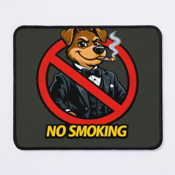Item preview, No Smoking Dog Sticker – Funny Tuxedo Puppy Cartoon Vector, Classy Dog Gentleman Sign, Cool Smoking Forbidden Garage Wall Art designed and sold by SmartPuns.