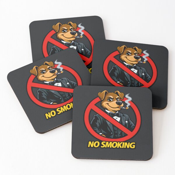 Item preview, No Smoking Dog Sticker – Funny Tuxedo Puppy Cartoon Vector, Classy Dog Gentleman Sign, Cool Smoking Forbidden Garage Wall Art designed and sold by SmartPuns.