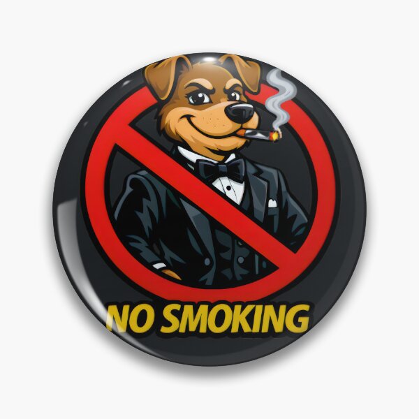 Item preview, No Smoking Dog Sticker – Funny Tuxedo Puppy Cartoon Vector, Classy Dog Gentleman Sign, Cool Smoking Forbidden Garage Wall Art designed and sold by SmartPuns.