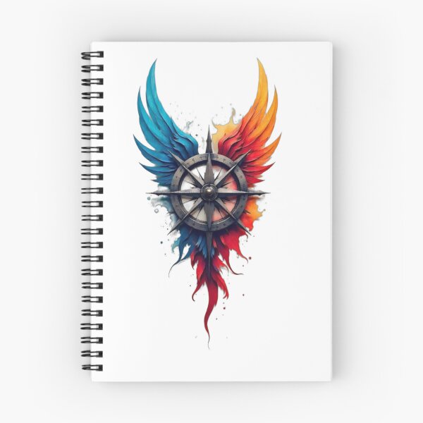 Item preview, Celestial Compass Wings Sticker | Fire & Ice Compass Rose | Fantasy Adventure Art designed and sold by  PixelPop Studio.