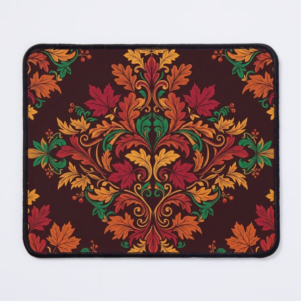 Item preview, Vintage Autumn Foliage Damask Pattern designed and sold by WitchyBotanicaArt.
