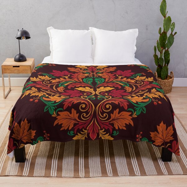 Item preview, Vintage Autumn Foliage Damask Pattern designed and sold by WitchyBotanicaArt.
