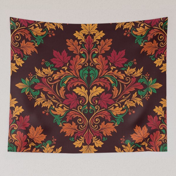 Item preview, Vintage Autumn Foliage Damask Pattern designed and sold by WitchyBotanicaArt.